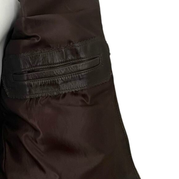 Just Collection Brown Leather Motorcycle Jacket Cafe Racer Biker Style Full Zip - Picture 4 of 5